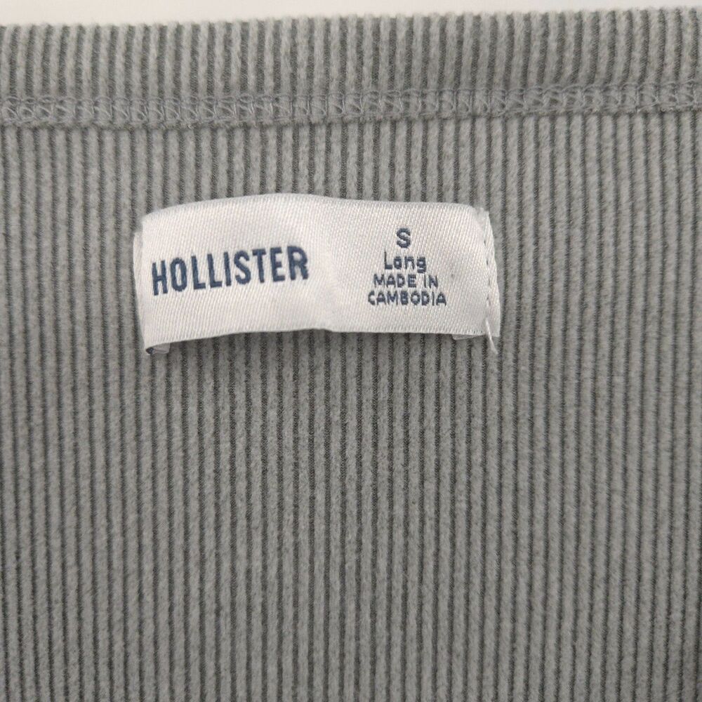 Hollister Y2K womens Cozy Ribbed Seamless Fabric Henley Size S Long grey - Picture 4 of 8